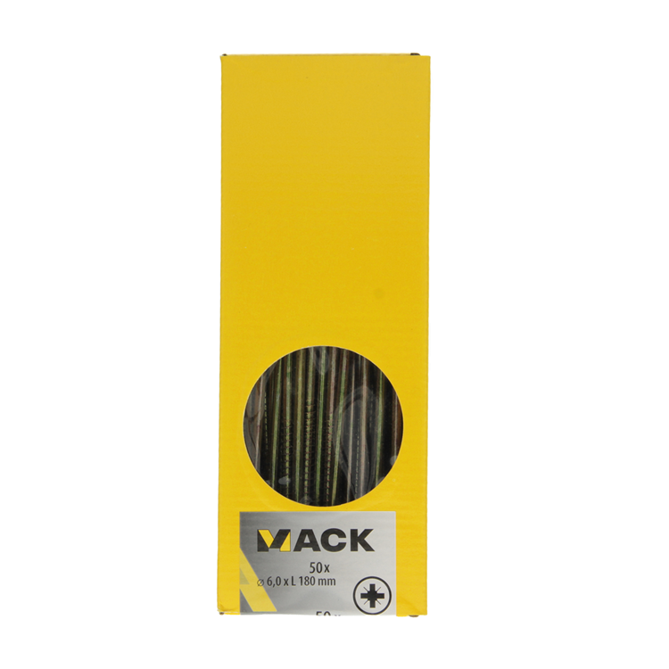 Mack 1006990 - tornillo para aglomerado con cabeza amarillo galvanizado 50uds 6 x 180mm | 1 pieza