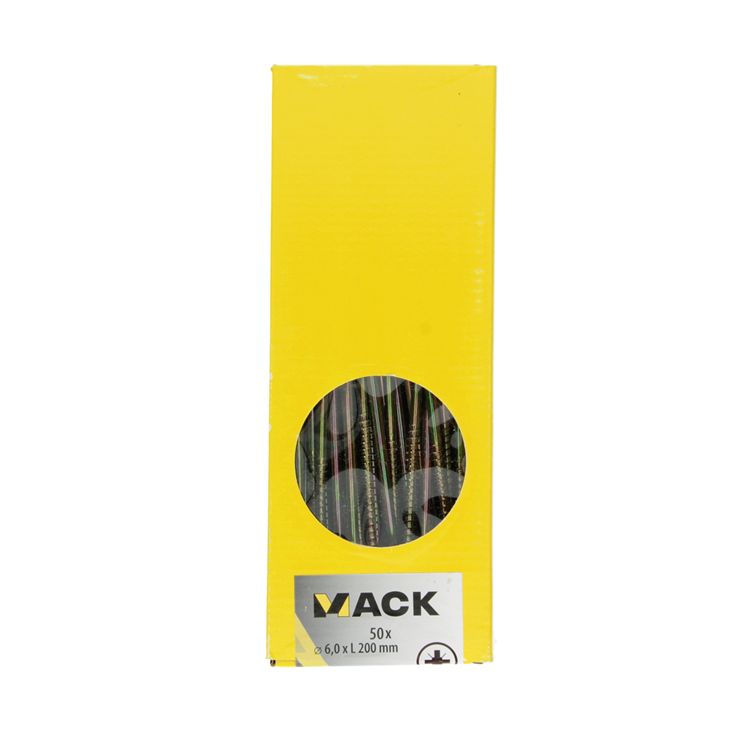 Mack 1006991 - tornillo para aglomerado con cabeza amarillo galvanizado 50uds 6 x 200mm | 1 pieza