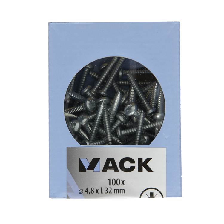 Mack 1007001 - autorroscante. tornillo culata 100 100 uds 4,8x32mm | 5 piezas