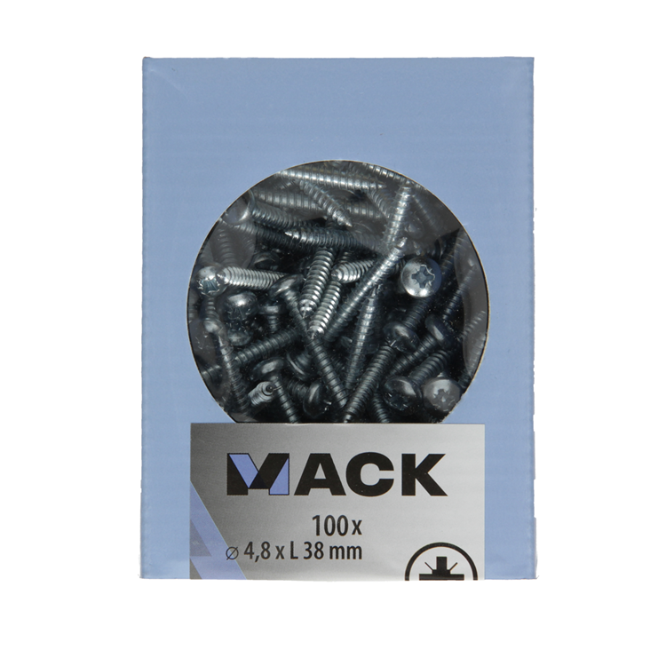 Mack 1007002 - autorroscante. tornillo culata 100 100 uds 4,8x38mm | 5 piezas