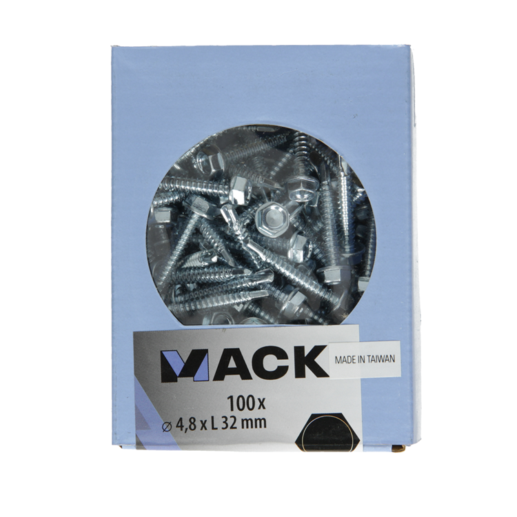 Mack 1007023 - tornillo hexagonal autoperforante 100 100 uds 4,8x32mm | 5 piezas