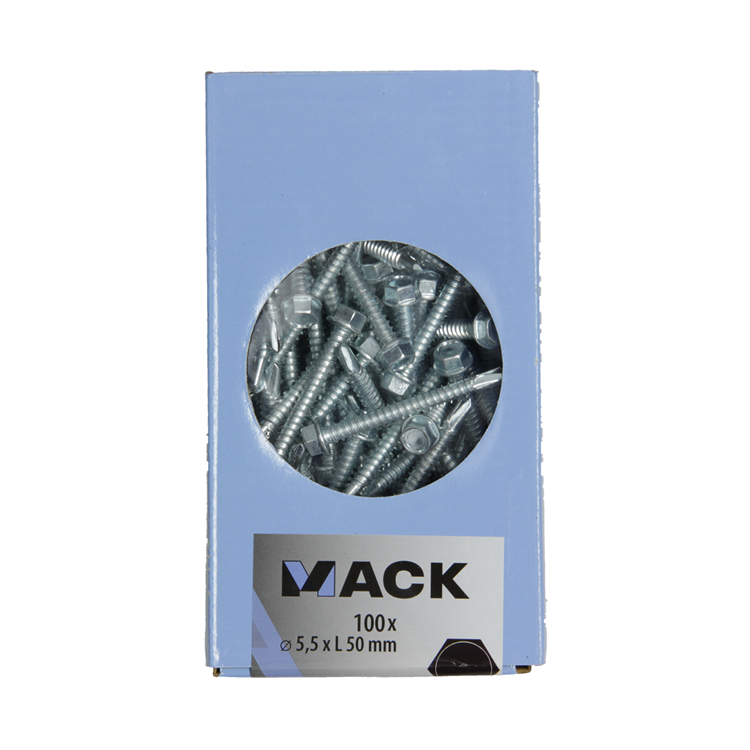 Mack 1007025 - tornillo hexagonal autoperforante 100 100 uds 5,5x50mm | 3 piezas