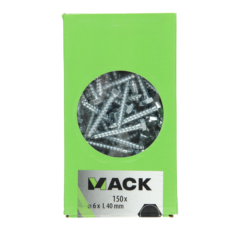 Mack 1007030 - perno rosca madera acero galvanizado 150 piezas 6 x 40 mm | 3 piezas