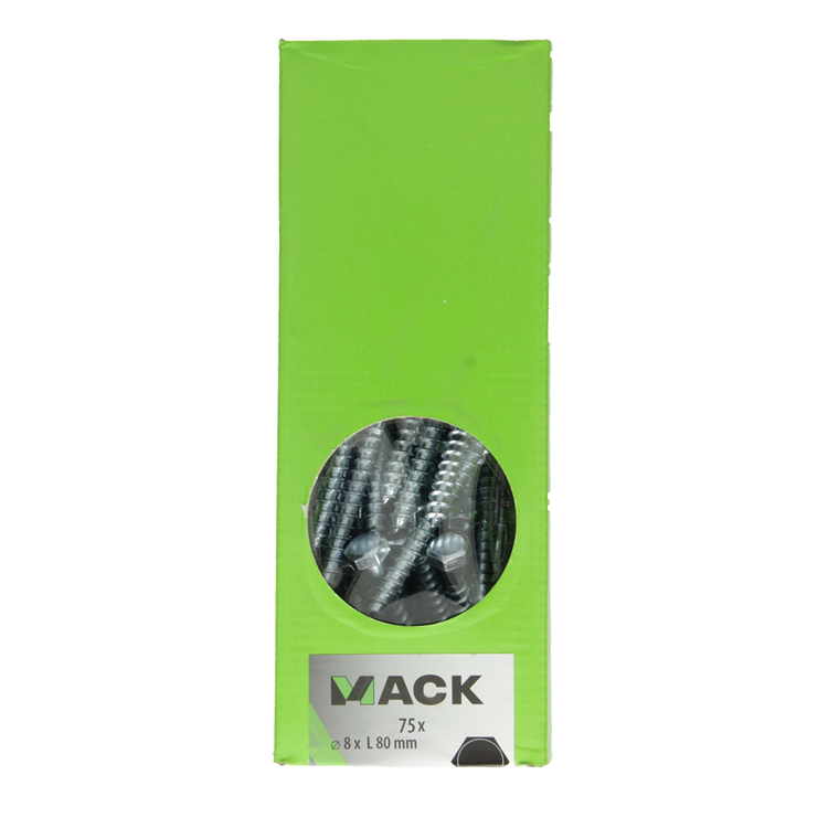 Mack 1007041 - perno rosca madera acero galvanizado 75 piezas 8 x 80 mm | 1 pieza