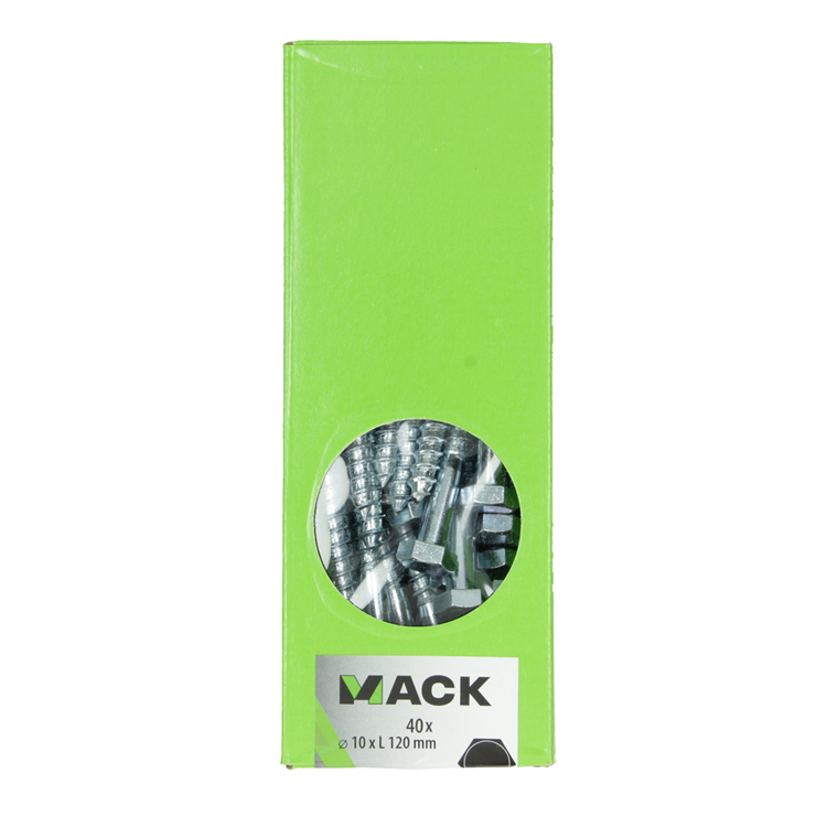 Mack 1007047 - perno rosca madera acero galvanizado 40 piezas 10 x 120 mm | 1 pieza