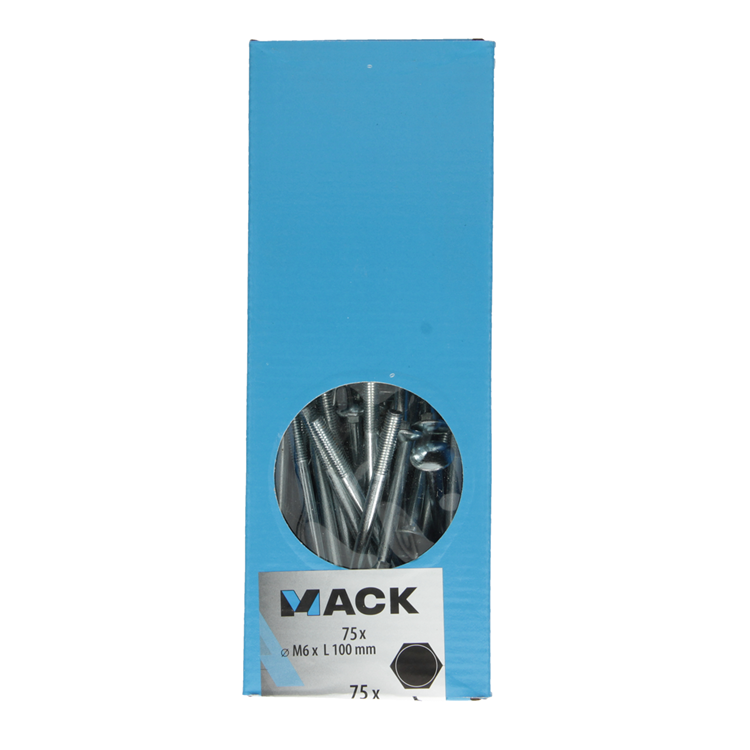 Mack 1007056 - perno madera + tuerca galvanizada 75 uds6 x 100 mm | 1 pieza
