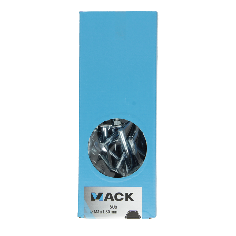 Mack 1007062 - perno madera + tuerca galvanizada 50 piezas 8 x 80 mm | 1 pieza