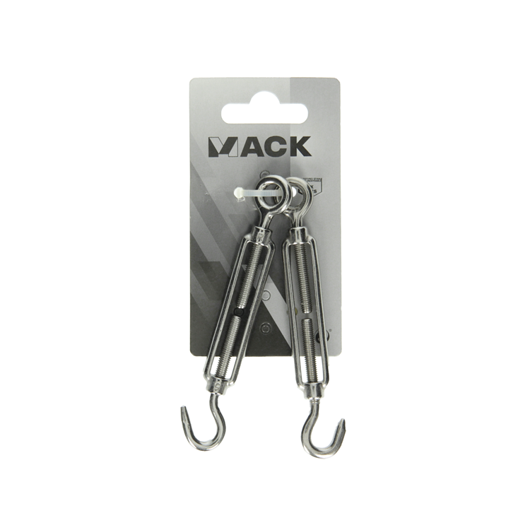 Mack 1008436 - 2 tensores ojo + gancho m5 x 50mm acero inoxidable | 10 piezas