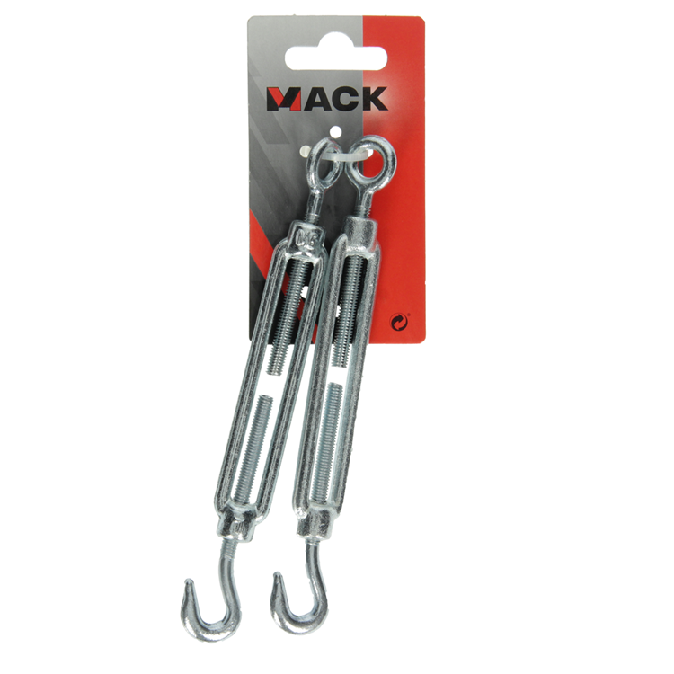 Mack 1008446 - 2 tensores ojo + gancho m6 x 110mm galvanizado | 10 piezas