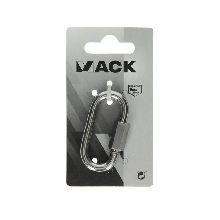 Mack 1008457 - 1 eslabón vacío + tuerca 6mm acero inoxidable | 10 piezas