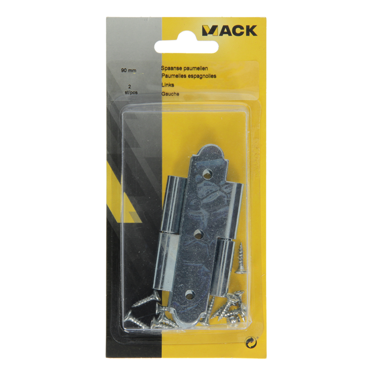 Mack 1013260 - 2 bisagras españolas izquierda galvanizadas h 90 x w 50 mm | 5 piezas
