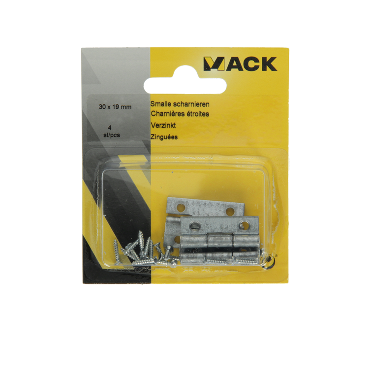 Mack 1013544 - 4 bisagras estrechas galvanizadas h 30 x w 19 mm | 5 piezas