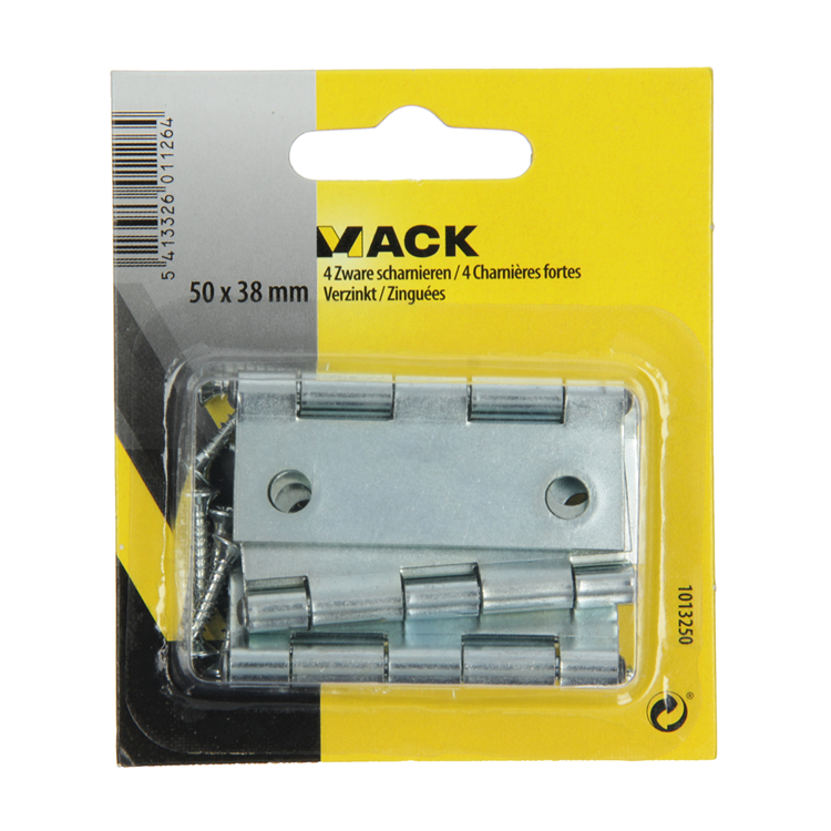 Mack 1013250 - 4 bisagras pesadas galvanizadas h 50 x w 38 mm | 5 piezas
