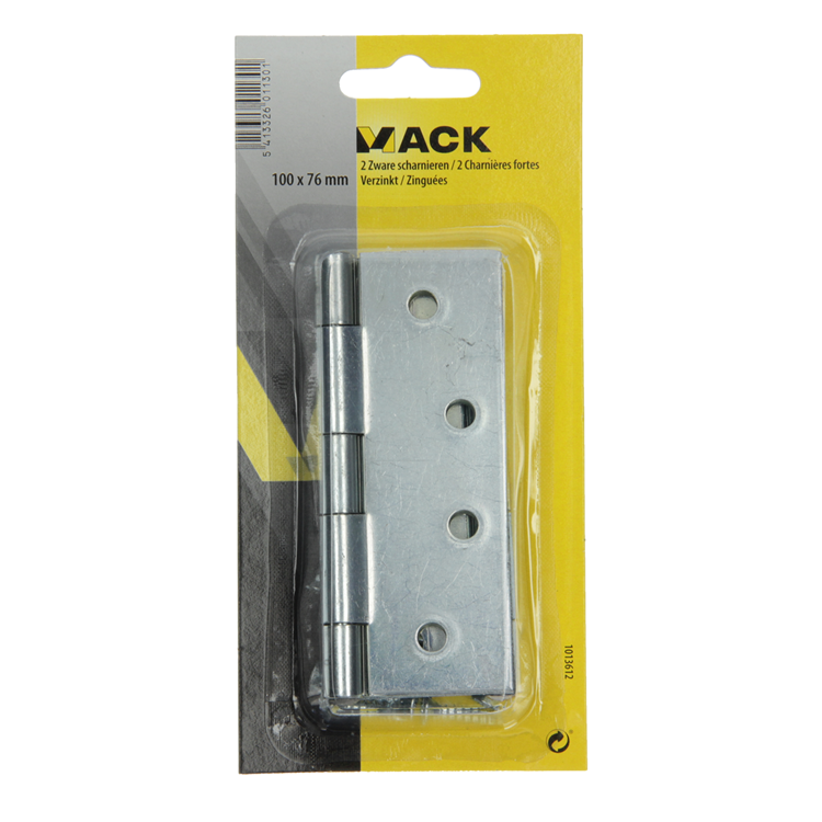 Mack 1013612 - 2 bisagras pesadas galvanizadas h 100 x w 76 mm | 5 piezas