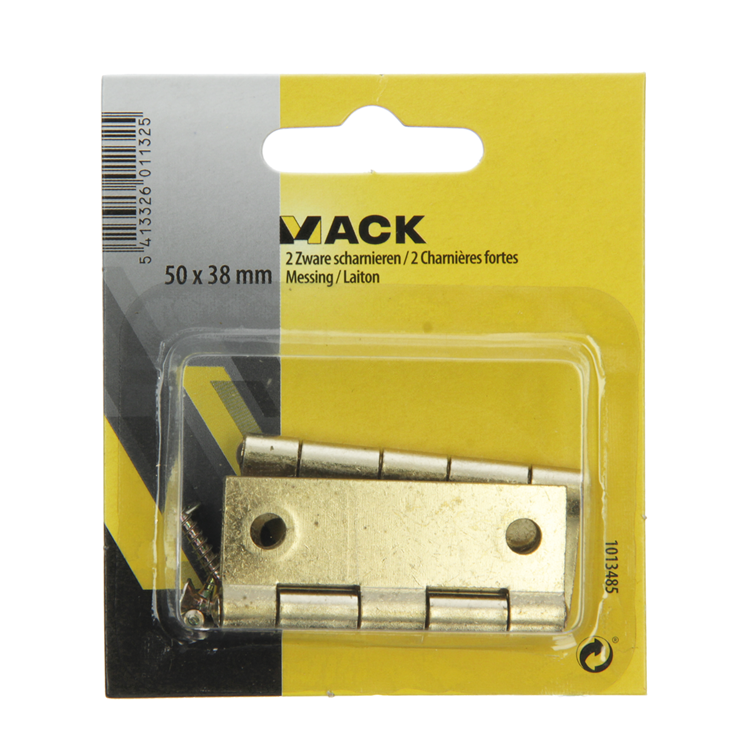 Mack 1013485 - 2 bisagras latonadas h 50 x w 38 mm | 5 piezas