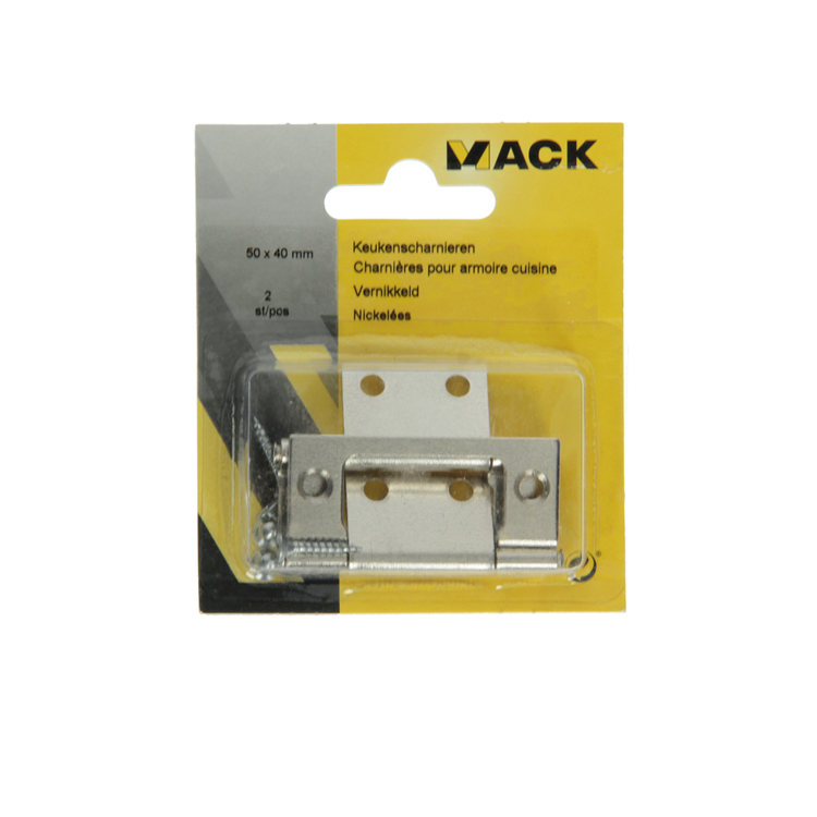 Mack 1013560 - 2 bisagras para puerta plegable niquelada alto 50 x ancho 40 mm | 5 piezas