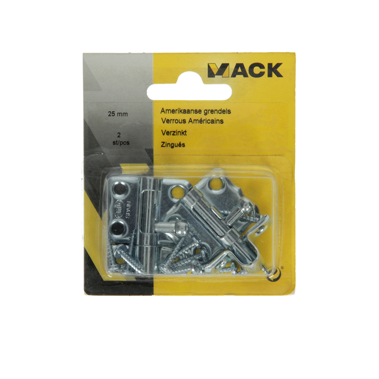 Mack 1013474 - 2 pestillos americanos galvanizados a 25 - b 10 mm | 5 piezas