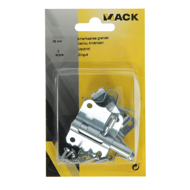 Mack 1013280 - 2 pestillos americanos galvanizados a 35 - b 15 mm | 5 piezas