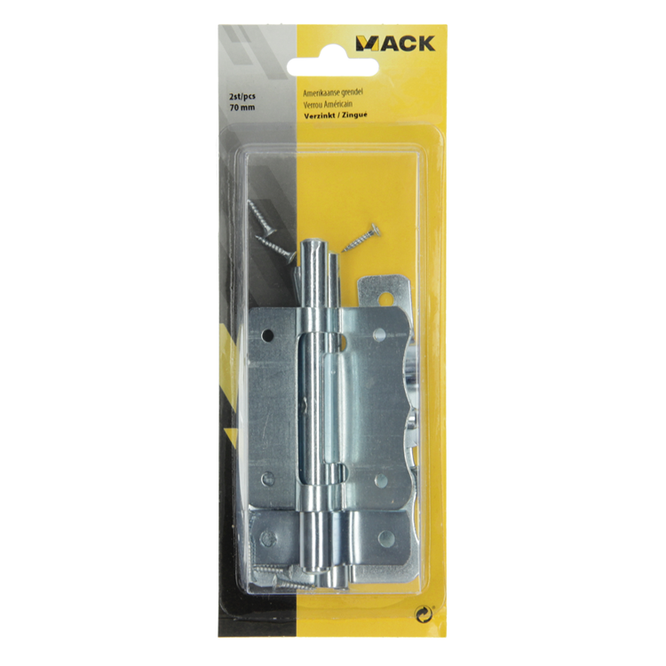 Mack 1015939 - 2 pestillos americanos galvanizados a 70 - b 45 mm | 5 piezas