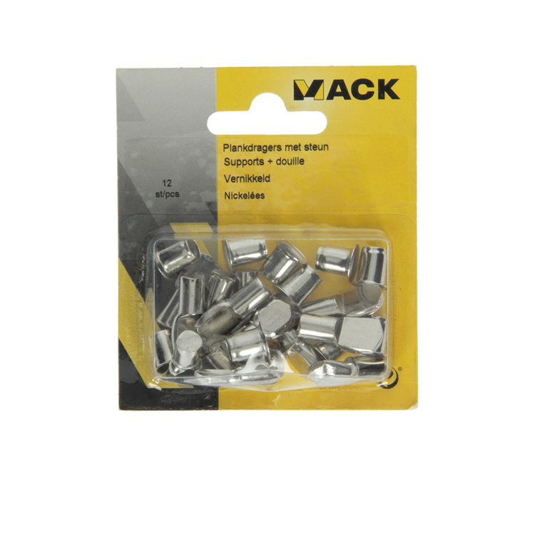 Mack 1013317 - 12 soportes para estantes ø 7mm casquillos ø 7,5 mm niquelados | 5 piezas
