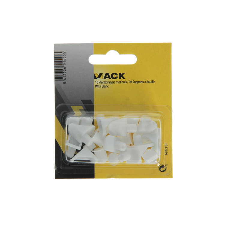 Mack 1017029 - 10 soportes para estantes con funda blanco | 5 piezas