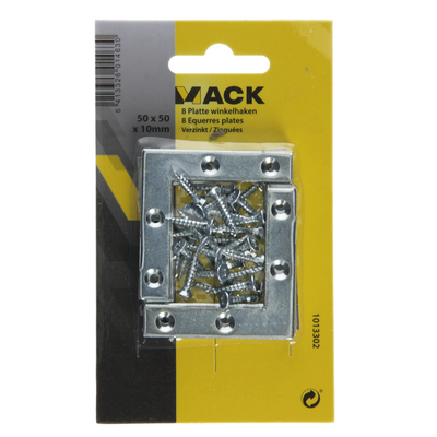Mack 1013302 - 8 flat squares galvanized 50x50x10x2mm | 10 pieces