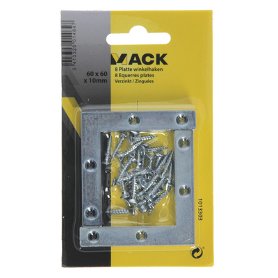 Mack 1013303 - 8 flat squares galvanized 60x60x10x2mm | 10 pieces