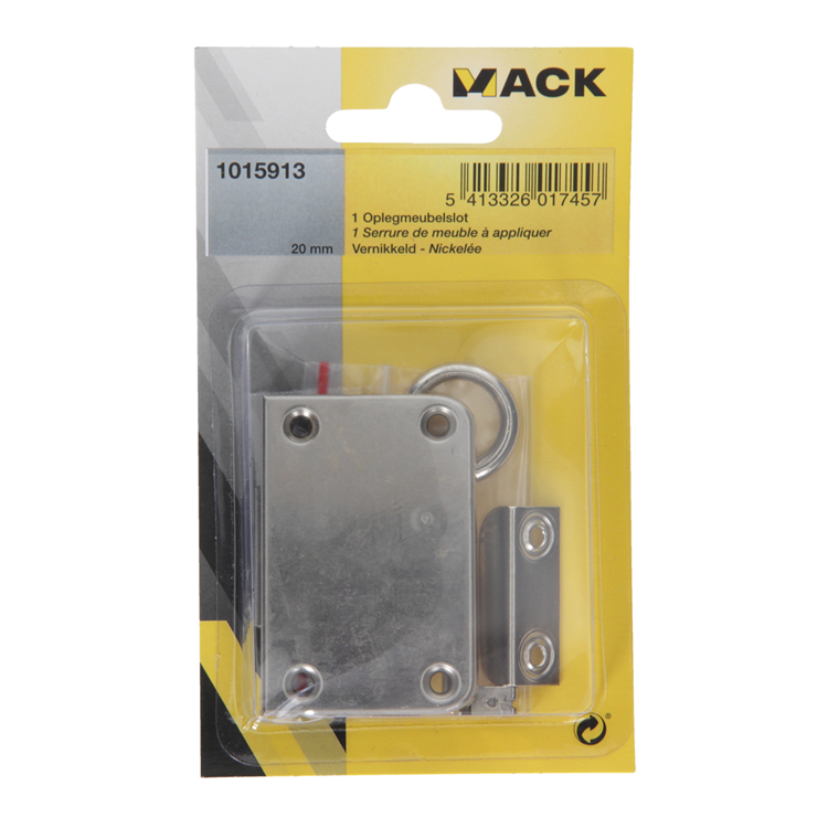 Mack 1015913 - 1 cerradura para mueble de superficie niquelada 20mm | 5 piezas