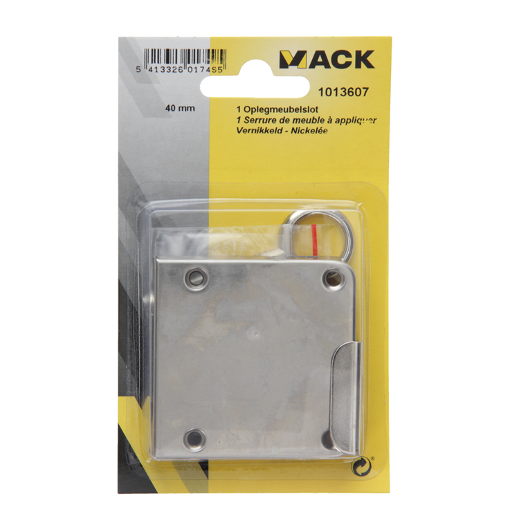 Mack 1013607 - 1 cerradura para mueble de superficie niquelada 40mm | 5 piezas