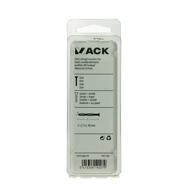 Mack 1017187 - clavo para costillas de acero uk st. endurecido + galvanizado 18 piezas 2,7 x 40 mm | 10 piezas