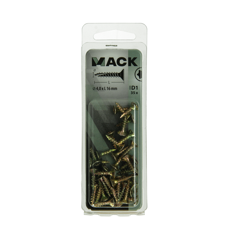 Mack 1017292 - españaplschr.vzkop-selfb. chapado en amarillo 35 piezas 4,0 x 16 mm | 10 piezas