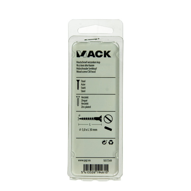 Mack 1017349 - tornillo para madera cabeza avellanada galvanizado 24 piezas 3,0 x 30 mm | 10 piezas