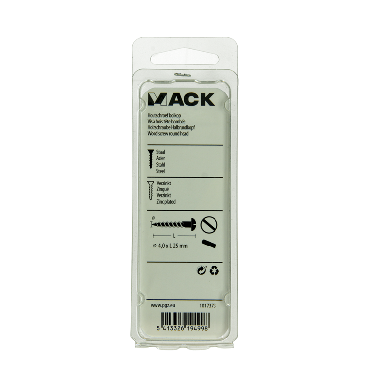 Mack 1017373 - tornillo para madera cabeza troncocónica acero galvanizado 14 piezas 4,0 x 25 mm | 10 piezas