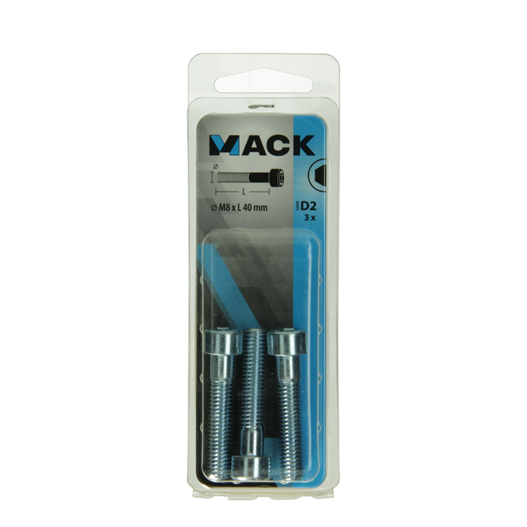 Mack 1017654 - bullone ad esagono incassato cil. testa placcata. 3 pezzi m8 x 40 mm | 10 pezzi