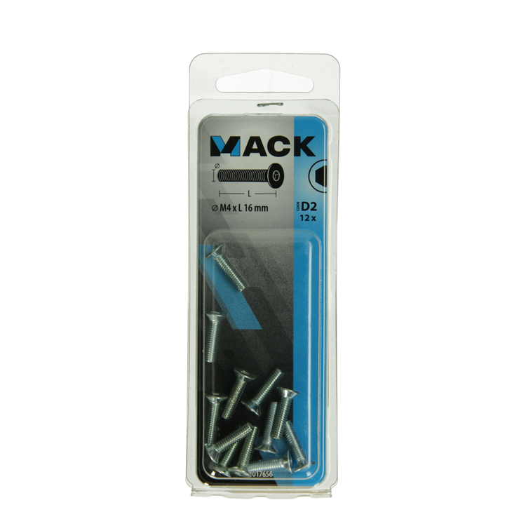 Mack 1017656 - perno hexagonal chapado. condición de cabeza 12 piezas m4x16 | 10 piezas