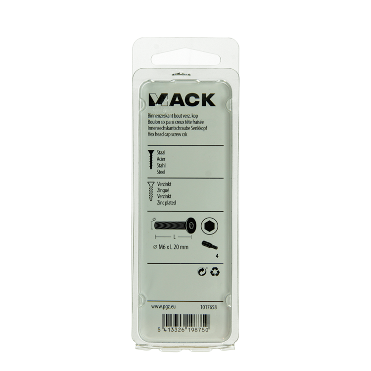 Mack 1017658 - perno hexagonal chapado. condición de cabeza 7 piezas m6x20 | 10 piezas