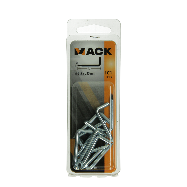 Mack 1017839 - punta pulgar acero galvanizado 11 piezas 3,5 x 35 mm | 10 piezas