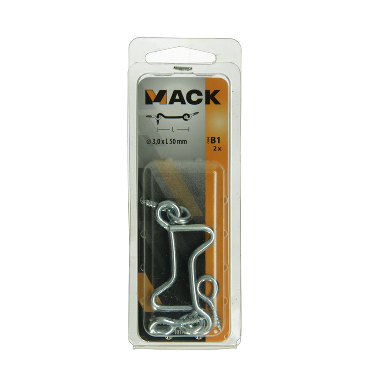 Mack 1017847 - gancho de viento de acero galvanizado 2 piezas 3,0 x 50 mm | 10 piezas