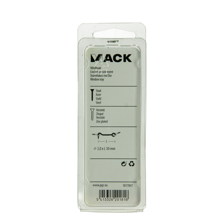 Mack 1017847 - gancho de viento de acero galvanizado 2 piezas 3,0 x 50 mm | 10 piezas