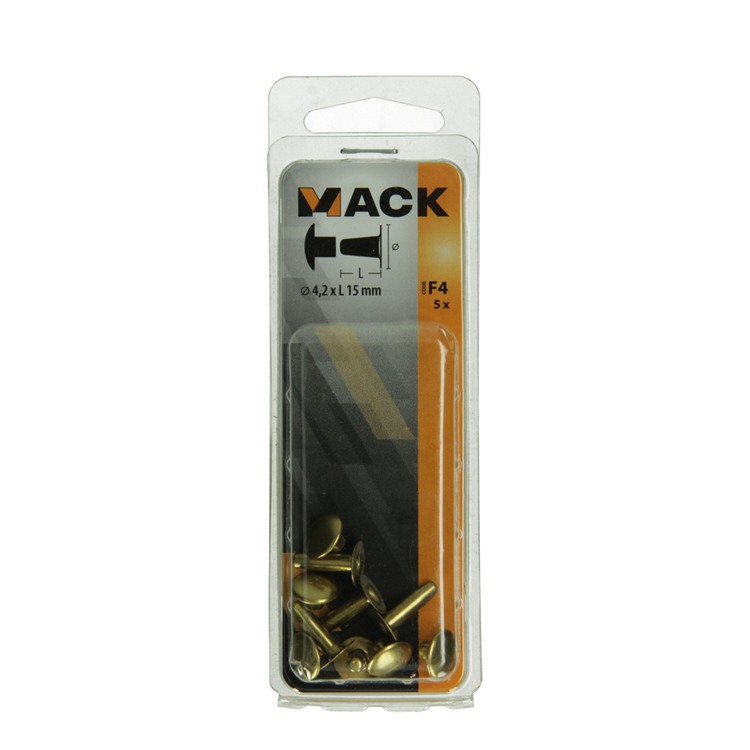 Mack 1019719 - remache latón 5 piezas 4,2 x 15 mm | 10 piezas