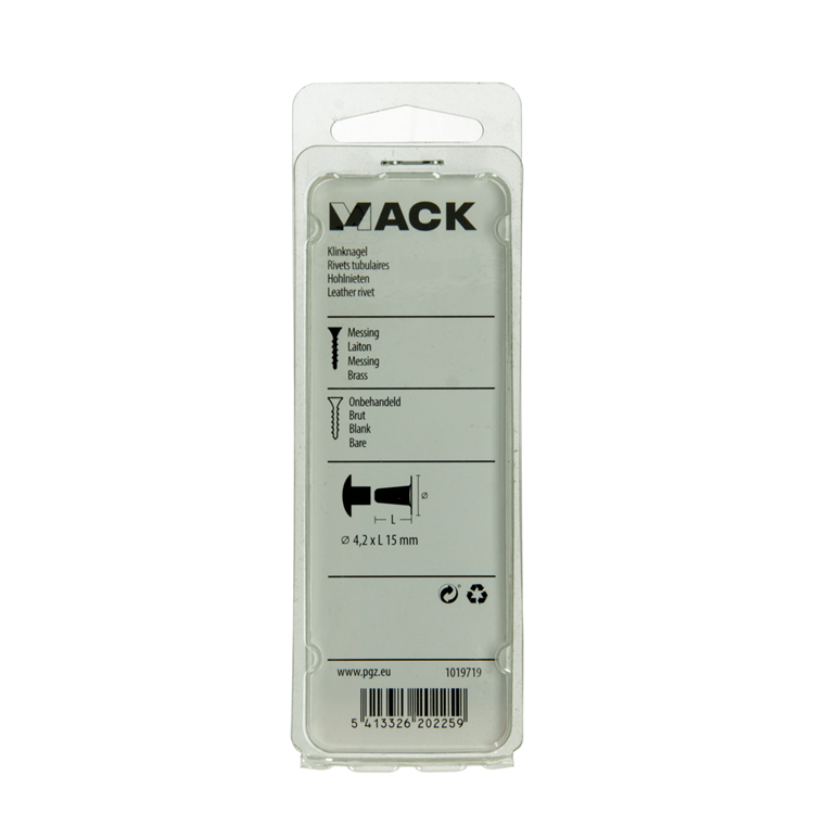 Mack 1019719 - remache latón 5 piezas 4,2 x 15 mm | 10 piezas