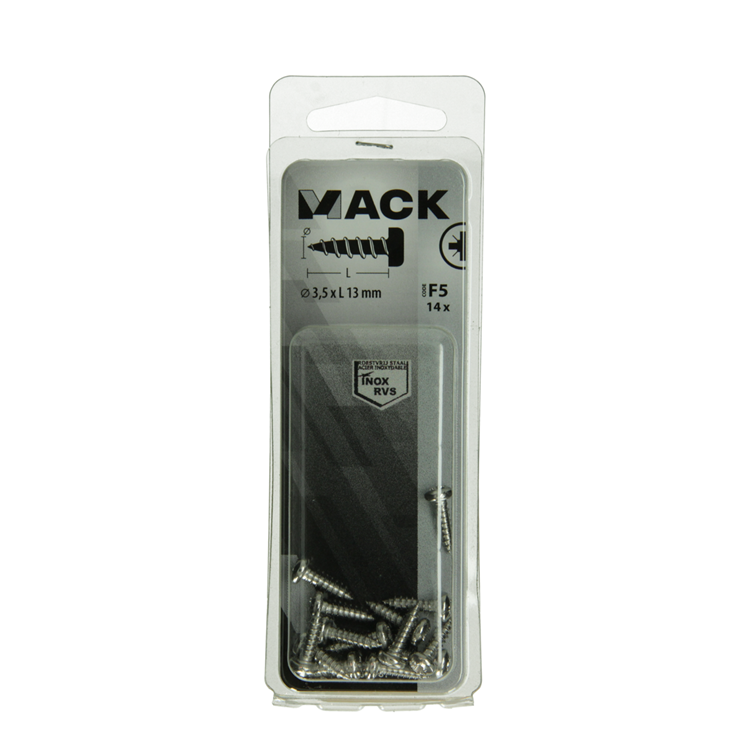 Mack 1019781 - tornillo autorroscante culata a2 14 piezas 3,5 x 13 mm | 10 piezas