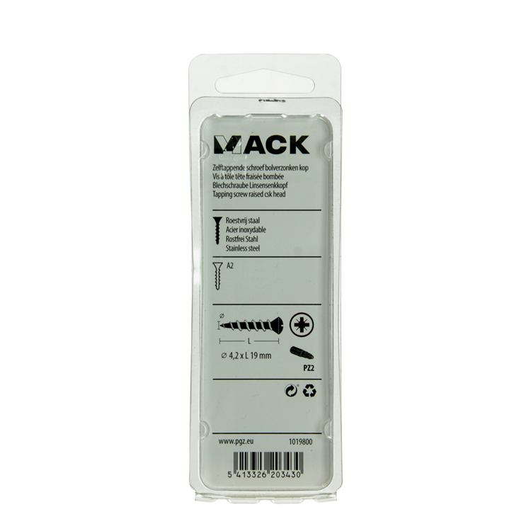 Mack 1019800 - tornillo autorroscante de bolas f. cabeza2 10 piezas 4,2 x 19 mm | 10 piezas