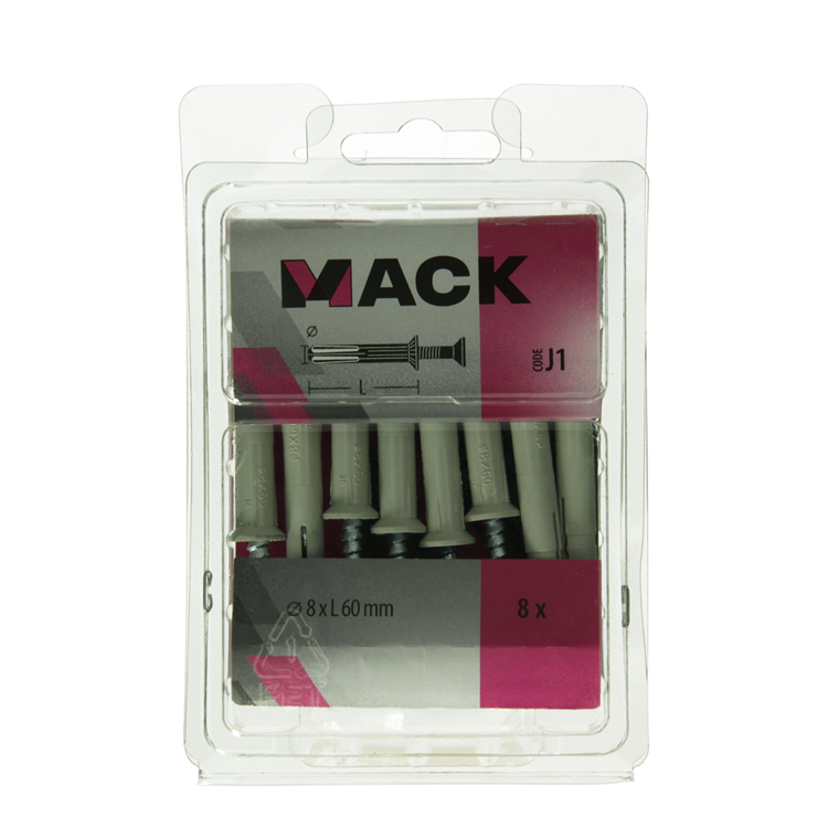 Mack 1019928 - taco clavo de nylon poliamida 8 piezas 8 x 60 mm | 5 piezas
