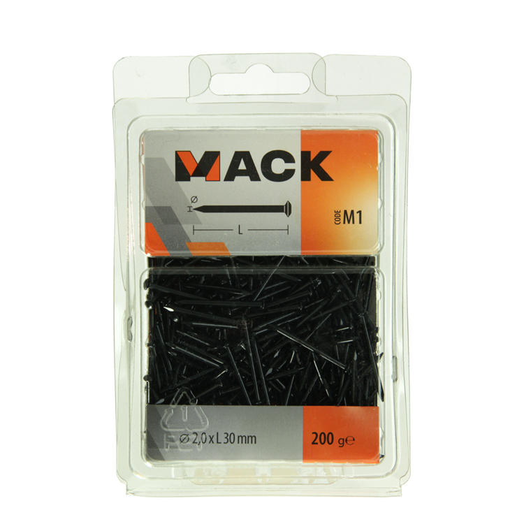Mack 1017932 - clavo de acero bvk acero pavonado 200 gr 2,0 x 30 mm | 5 piezas
