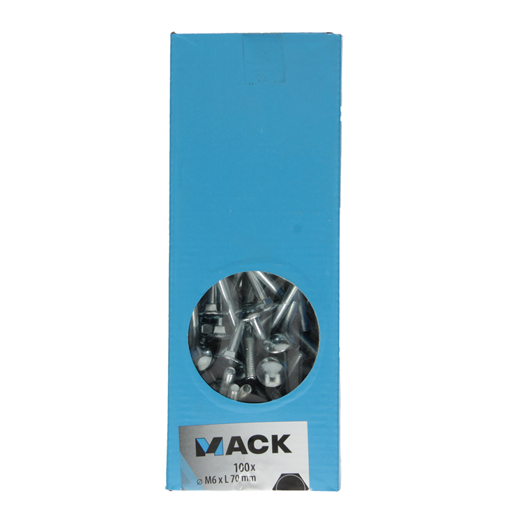 Mack 1007054 - perno madera + tuerca galvanizado 100 uds 6 x 70 mm | 1 pieza