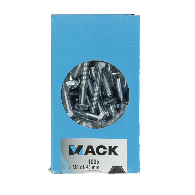 Mack 1007088 - perno mecánico + tuerca 100 uds 8 x 45 mm | 2 piezas