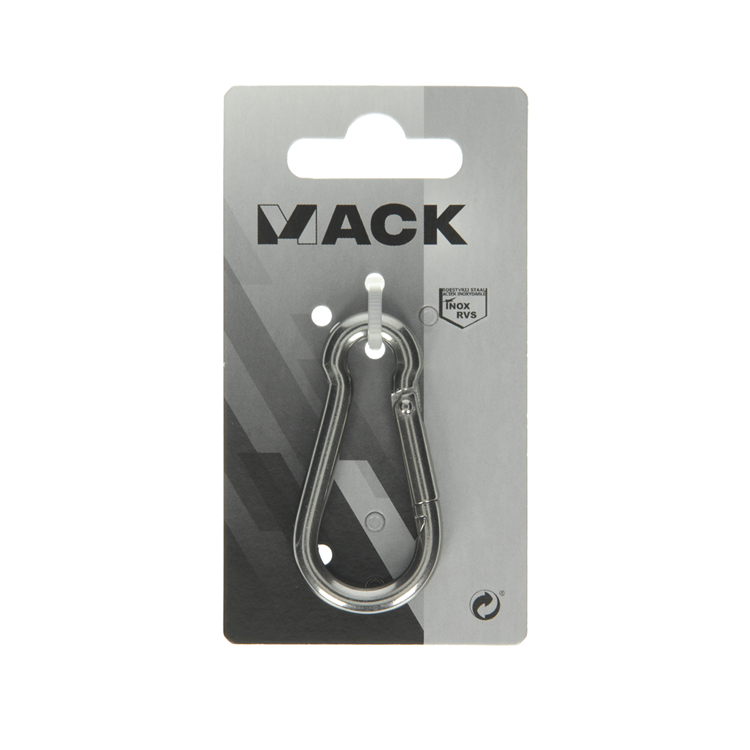 Mack 1008439 - 1 mosquetón + muelle 6 x 60mm acero inoxidable | 10 piezas