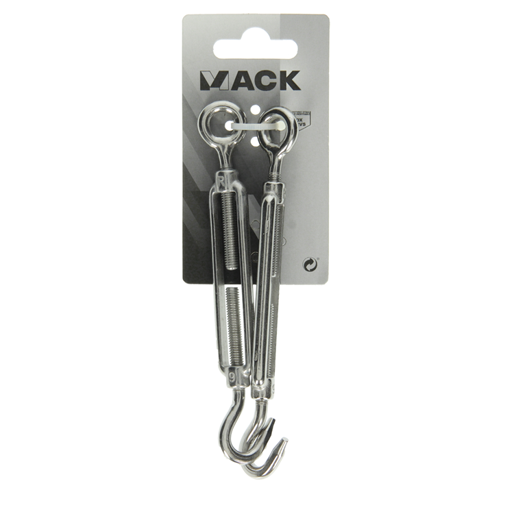 Mack 1008441 - 2 tensores ojo + gancho m6 x 60mm acero inoxidable | 10 piezas