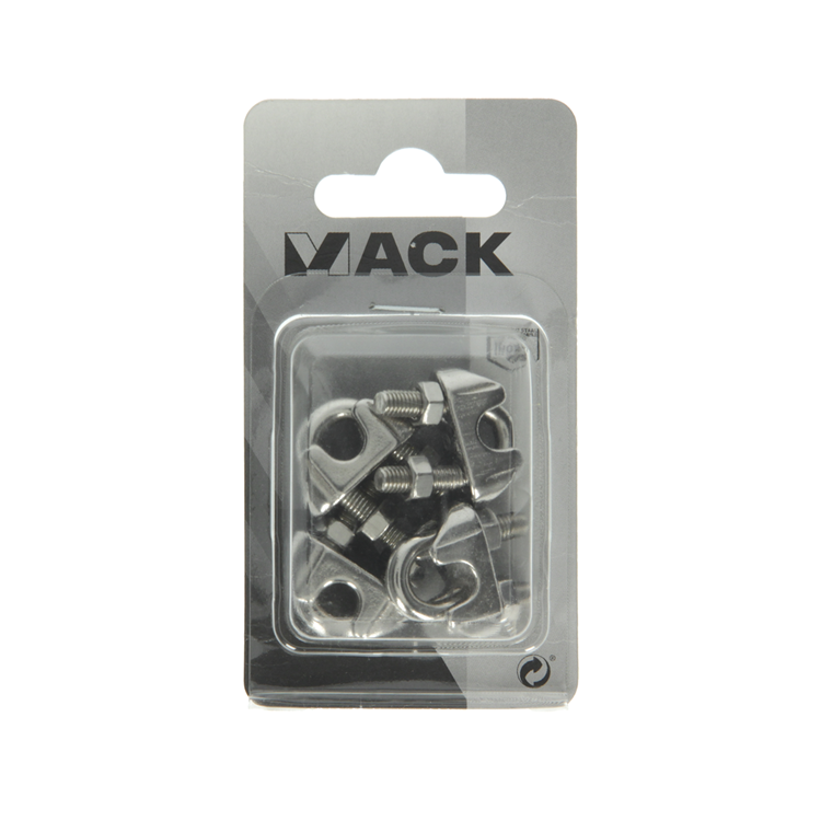 Mack 1008445 - 4 abrazaderas de alambre de acero 6mm acero inoxidable | 10 piezas